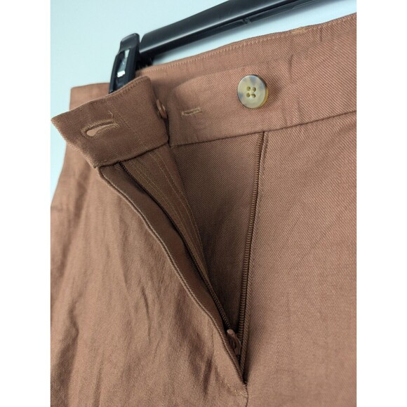 J Jill Women's Linen Stretch Wide Leg Pants In Red Oak 12 Relaxed High Rise Crop - Picture 7 of 10